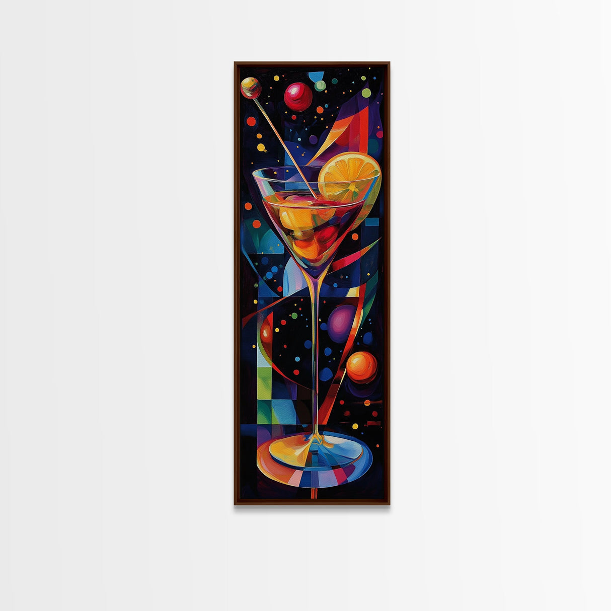 Vibrant Cocktail Glass Framed Canvas Print | Espresso Martini Wall Art | Whimsical Art | Living Room Art | Modern Decor | Kitchen Artwork