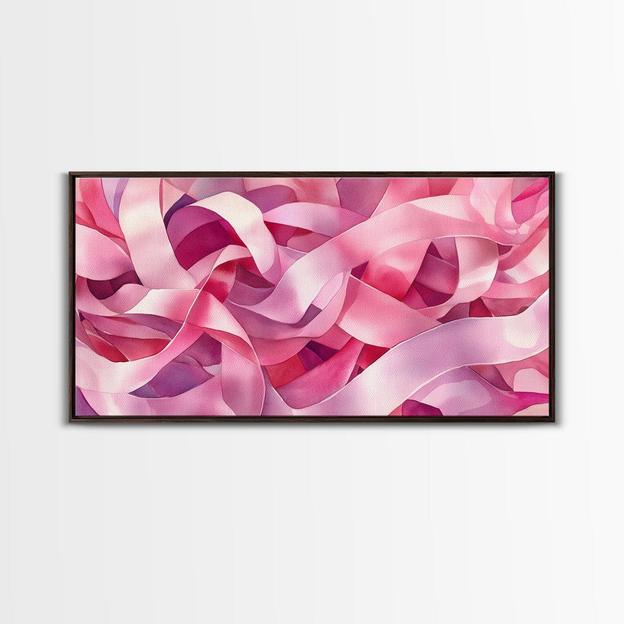 Pink Ribbons Canvas Print | Abstract Art | Light Pink Wall Art | Whimsical Minimalist Decor | Feminine Bedroom Canvas Print