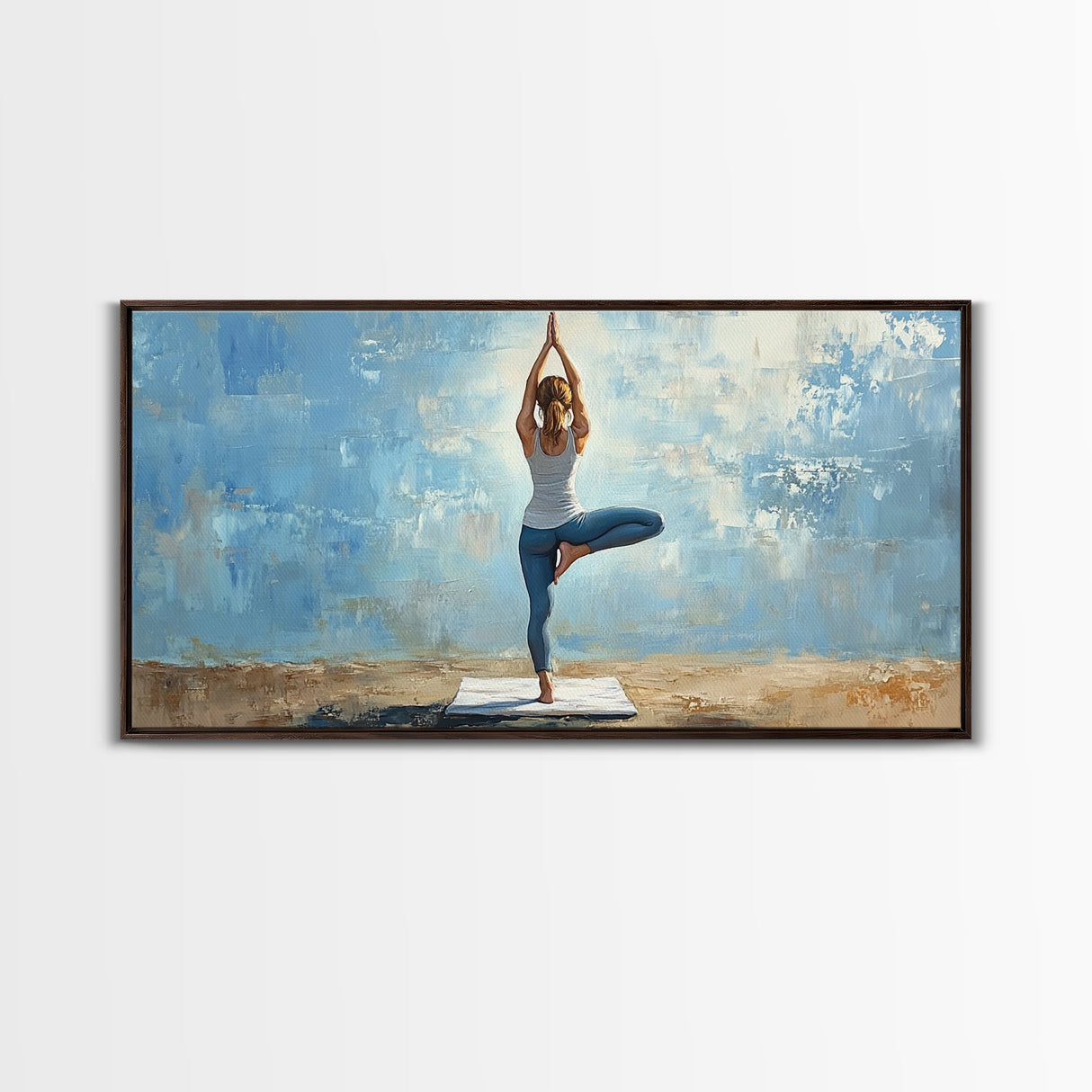 Yoga Tree Pose Canvas Print Zen Serenity Wall Art Minimalist Living Room Neutral Modern Home Decor Therapy Art Unique Gift Idea