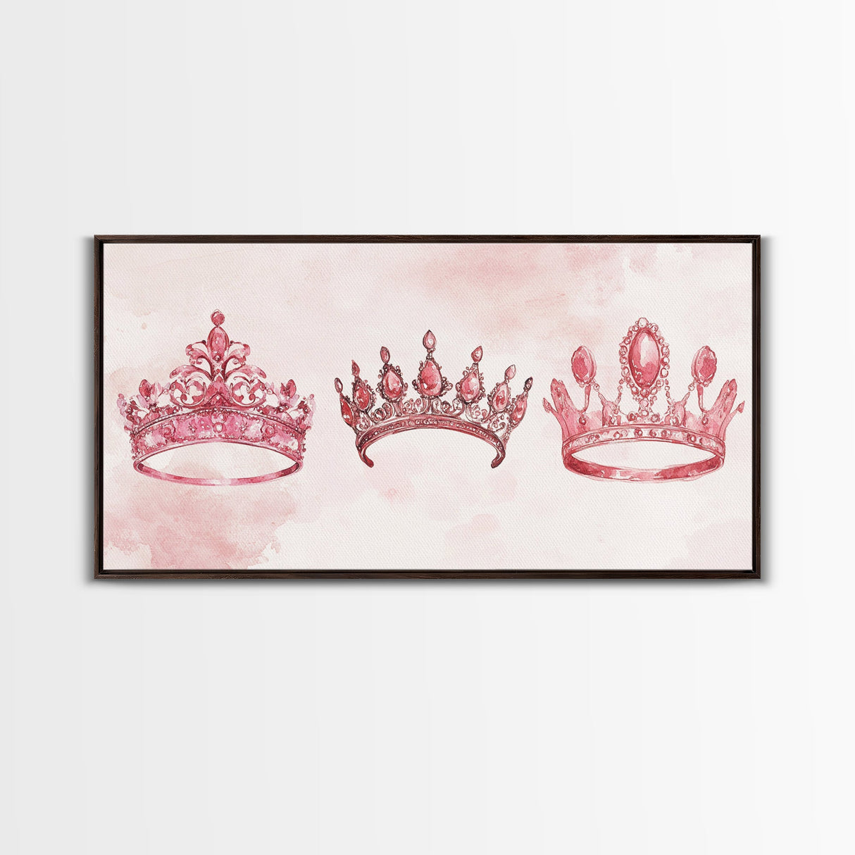 Pink Crown Trio Canvas Print Whimsical Art Princess Aesthetic Dorm Decor Light Pink Art Bedroom or Living Room Artwork Gift Idea