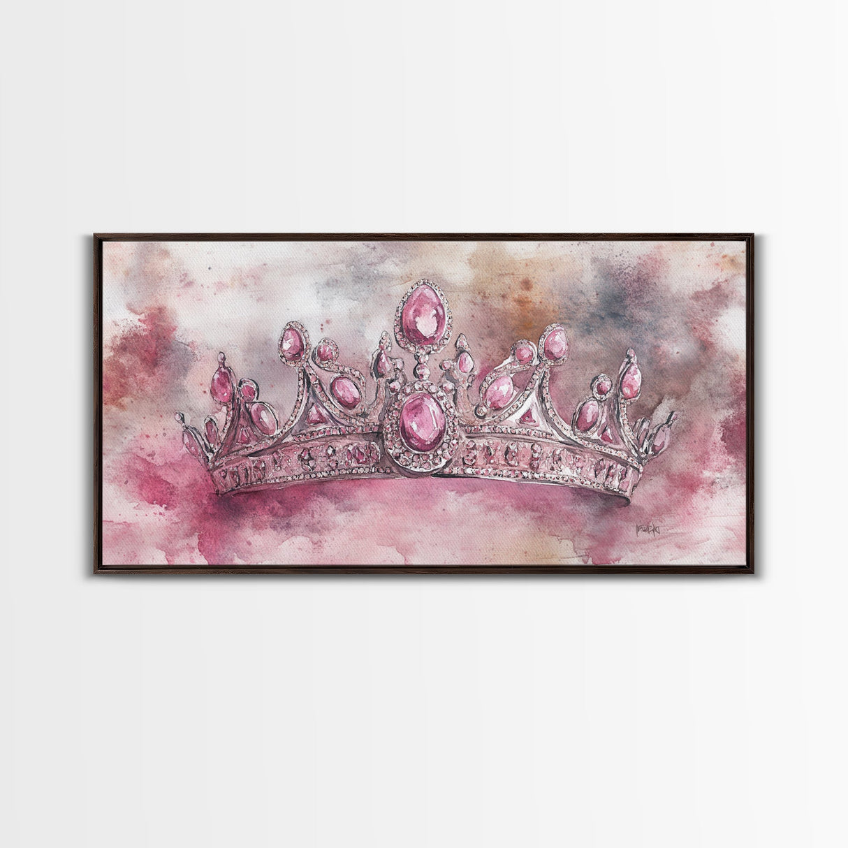Regal Crown Painting Framed Canvas Print Goddess Art Print Pink Abstract Art Light Pink Wall Art Bedroom Decor Unique Gift Idea