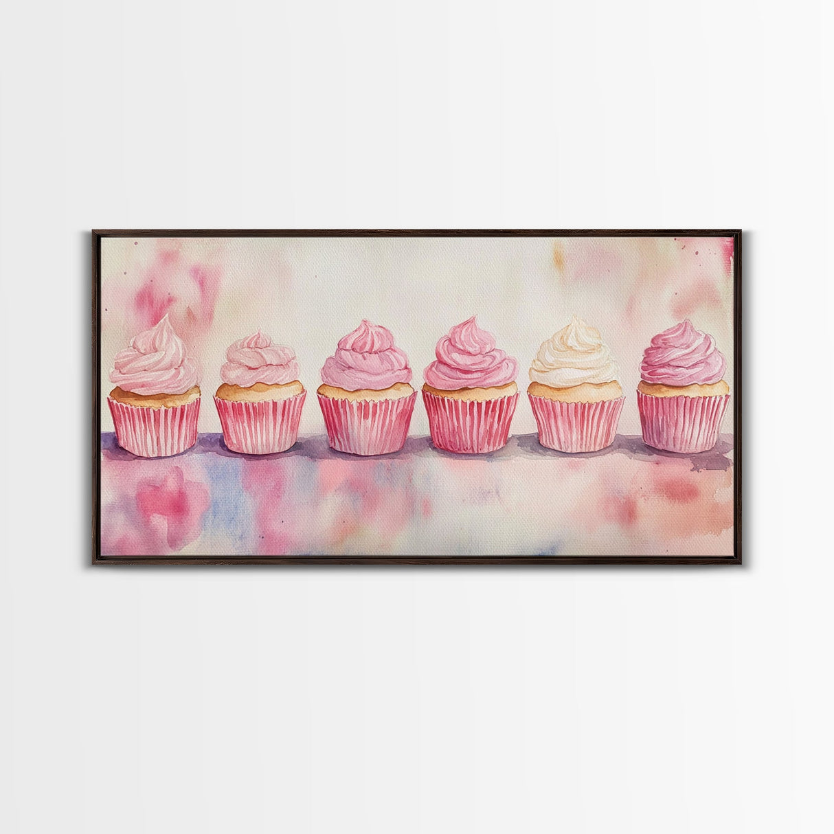 Whimsical Cupcake Canvas Print Pastel Pink Kitchen Art Light Pink Wall Art Food Review Kitchen Decor Gift Idea For Her
