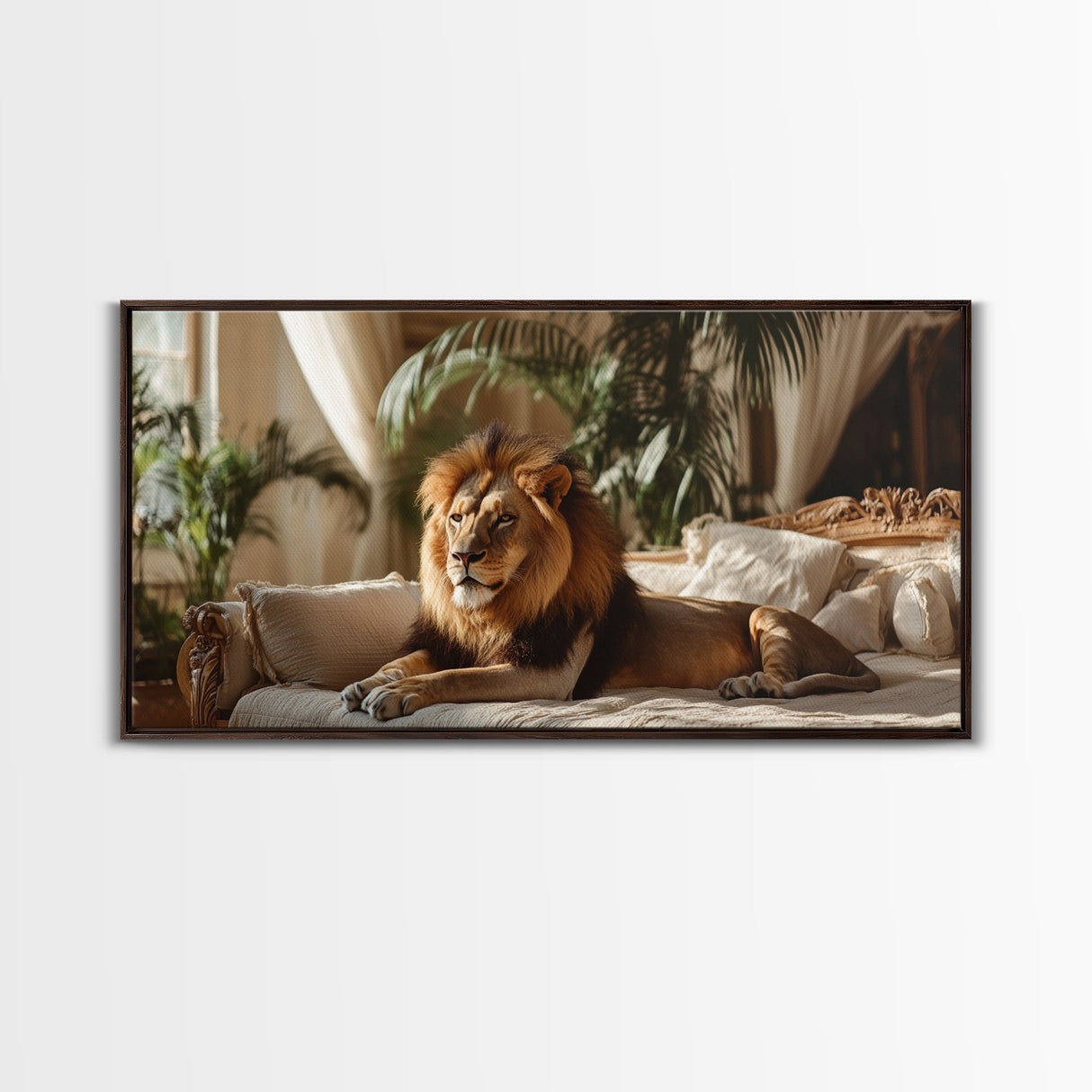 Vibrant Lion Wall Art Framed Canvas Print With Rustic Decor Perfect Above Sofa Living Room Art Gift Idea Wild Elegance Home Decor