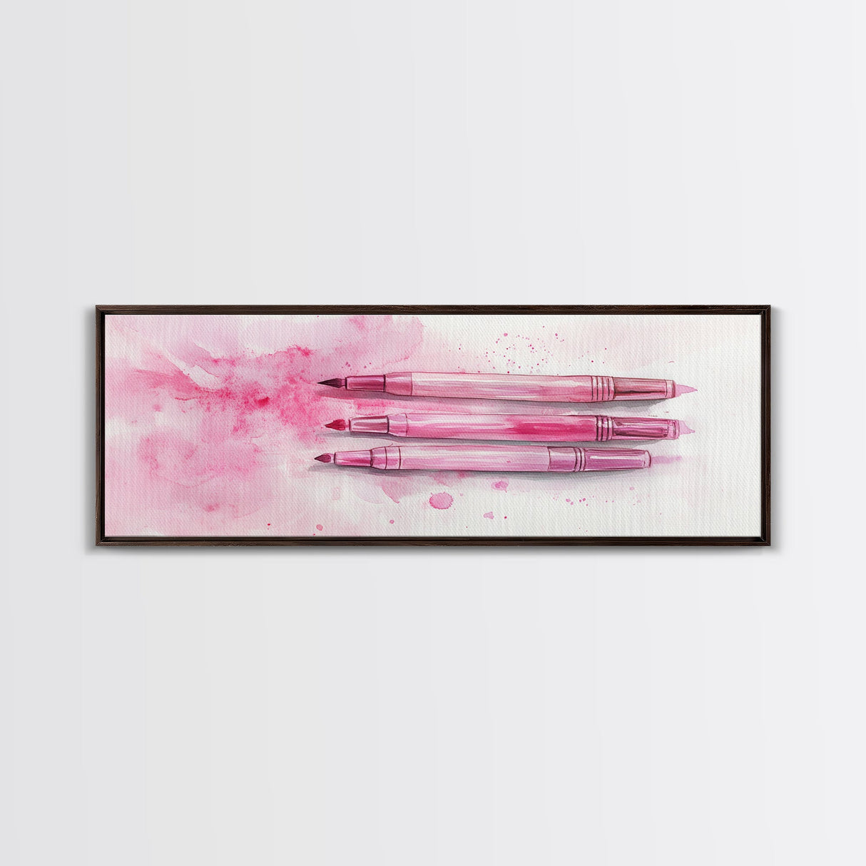 Pink Brushes Art Canvas Print with Geometric Design, Light Pink Wall Art Perfect Above Sofa or Dorm Room, Wabi Sabi Inspired Decor