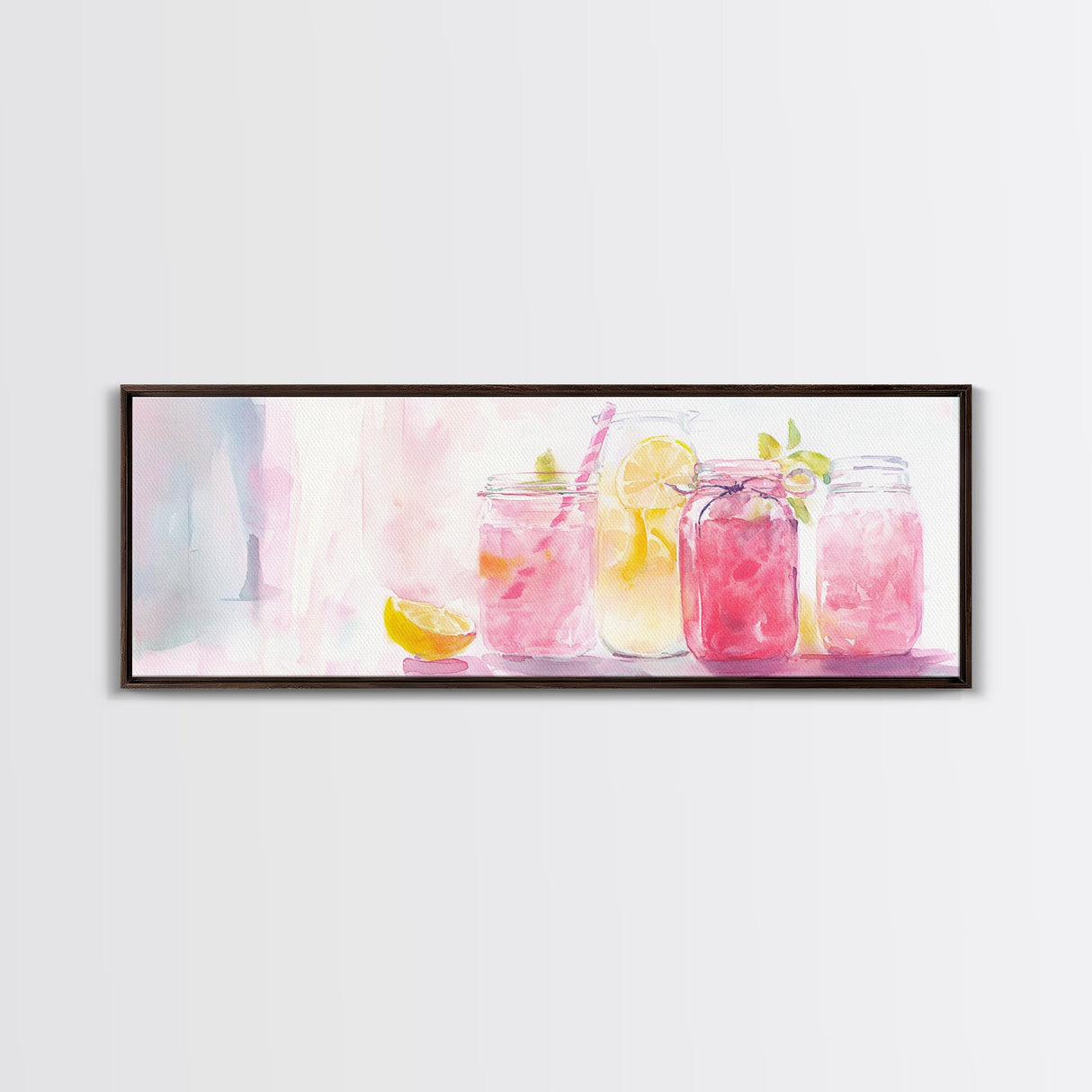 Lemonade Jar Canvas Print, Food Review Kitchen Art, Rustic Farmhouse Decor, Whimsical Light Pink Wall Art, Kitchen or Dining Room Gift