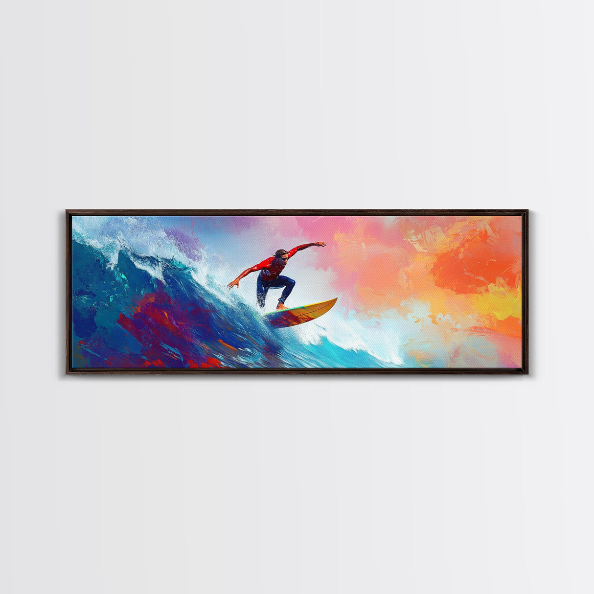 Coastal Canvas Print of Abstract Surf Wall Art with Bright Blue Waves, Nautical Painting, Coastal Cowgirl Wall Art, Gift Idea