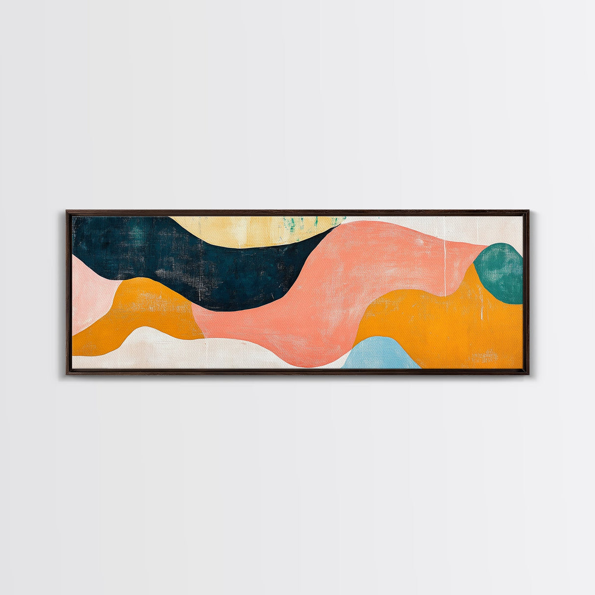 Coastal Abstract Framed Canvas Print Nautical Painting Coastal Landscape Artwork Seascape Wall Art Living Room Ocean Horizontal Decor