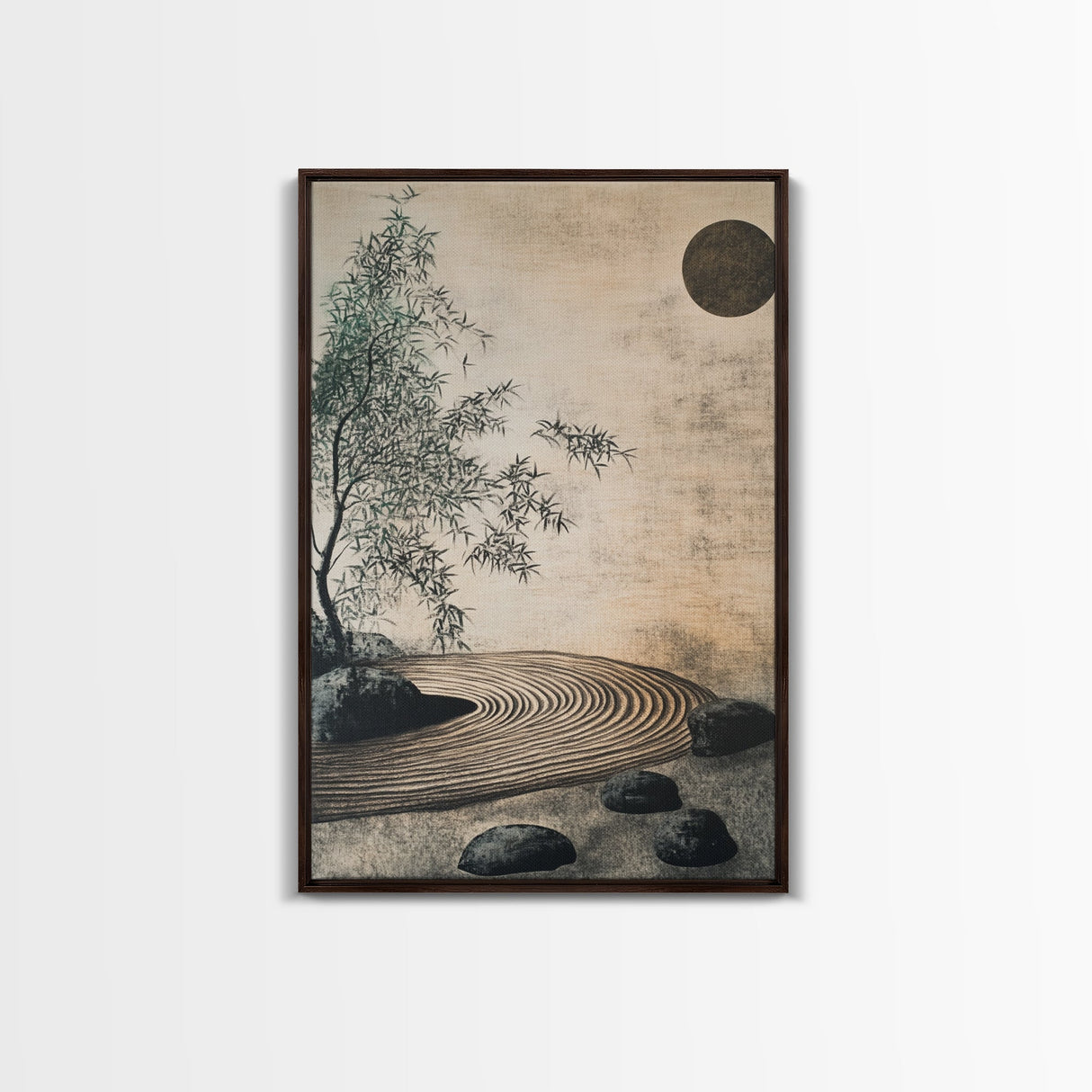 Zen Bamboo Garden Canvas Print Wabi Sabi Wall Art Minimalist Zen Inspired Artwork Rustic Decor Above Couch Wall Art Bedroom Art
