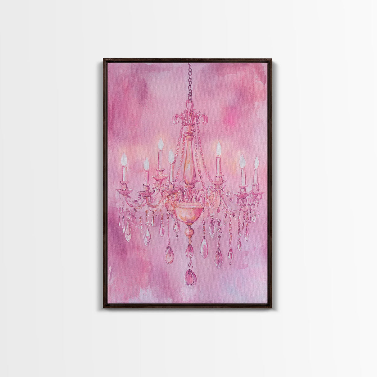 Elegant Pink Chandelier Canvas Print | Romantic Light Wall Art | Rustic Wall Decor | Bedroom Accent | Above Sofa Art | Farmhouse Vibe