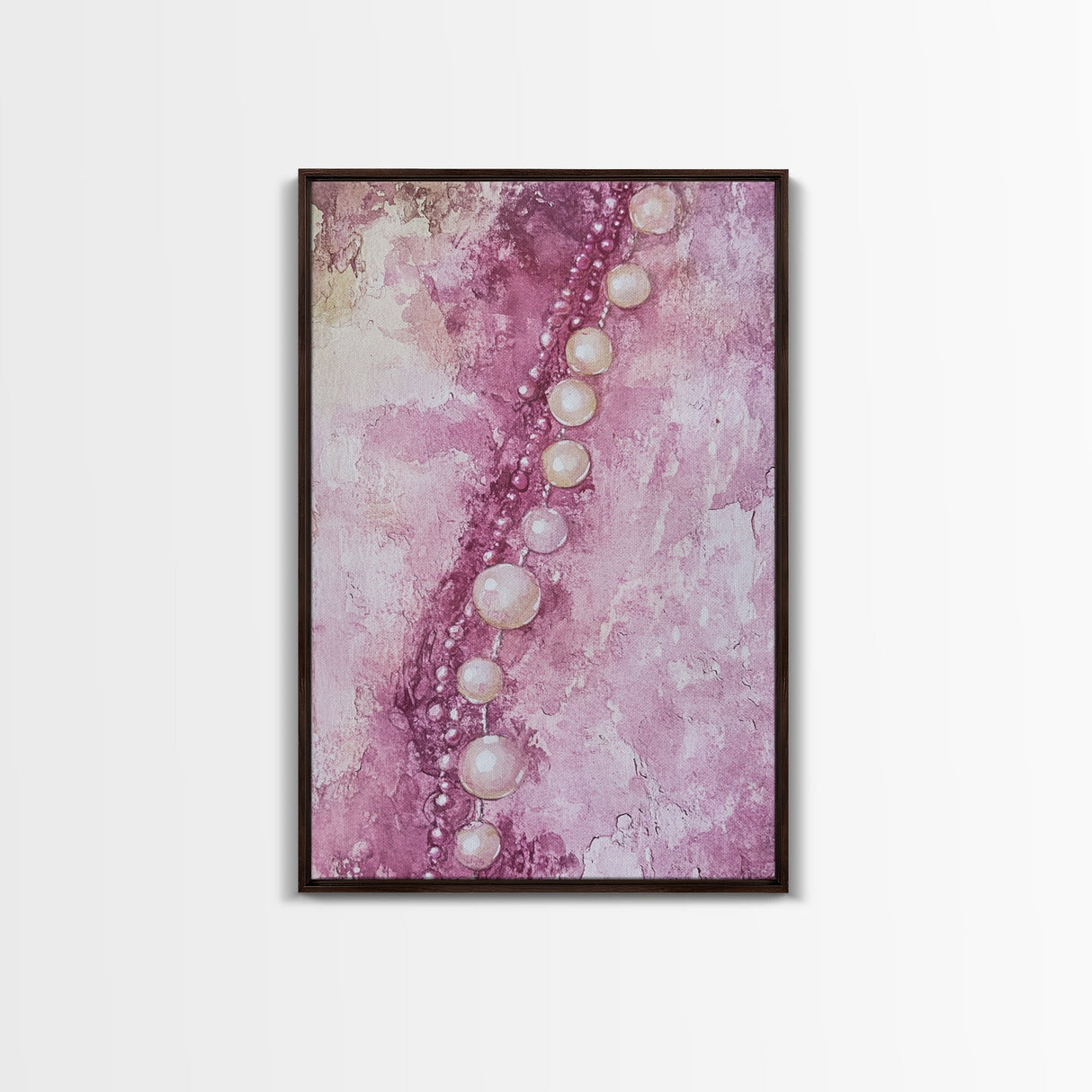 Pearlescent Beads Abstract Canvas Print Light Pink Wall Art Vertical Artwork Minimalist Decor Original Painting Bedroom Art