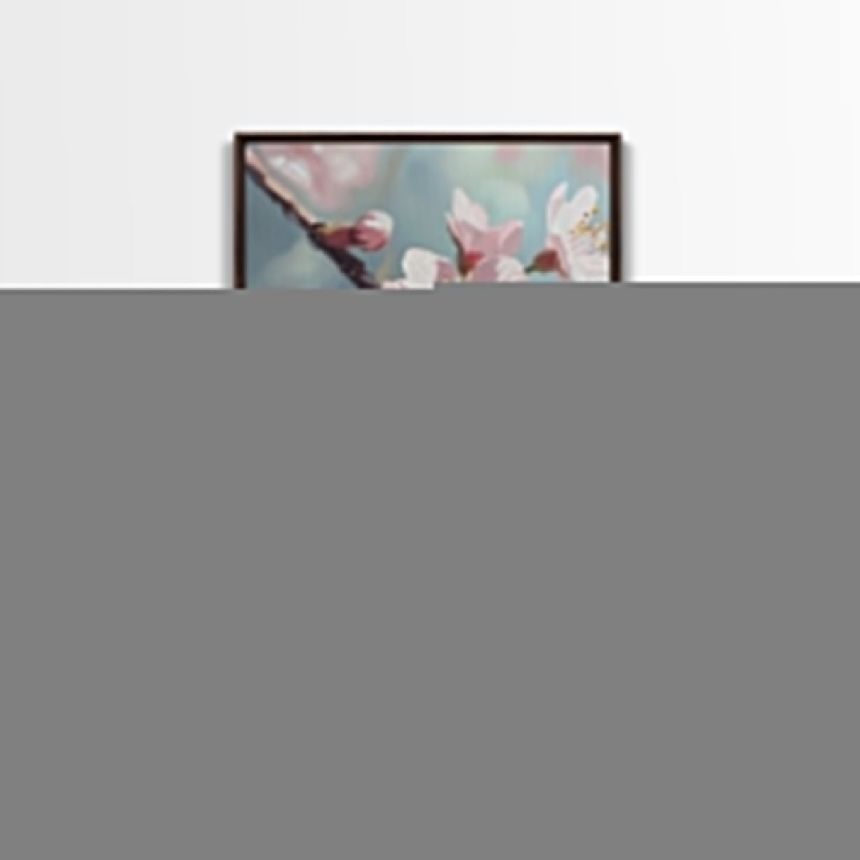 Japanese Sakura Canvas Print | Cherry Blossom Painting Art | Pastel Blue Floral Wall Art Gift Idea | Light Pink Bedroom Art