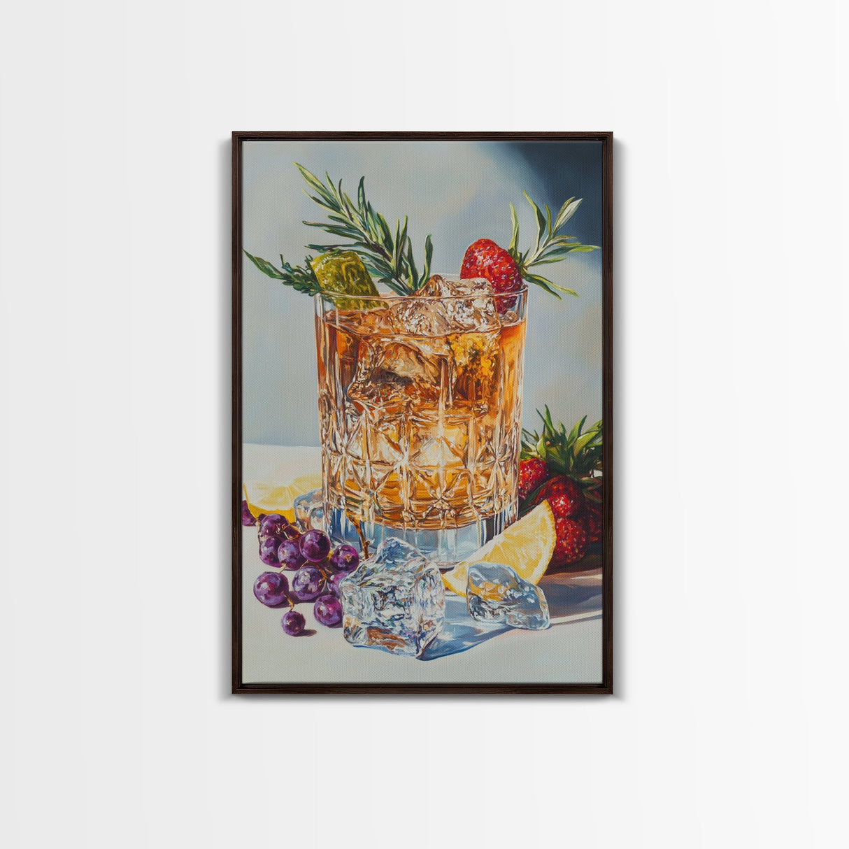 Whiskey Glass Canvas Print | Rustic Bar Kitchen Wall Art | Coastal Decor Martini Painting | Living Room Gift Idea for Him Art Print