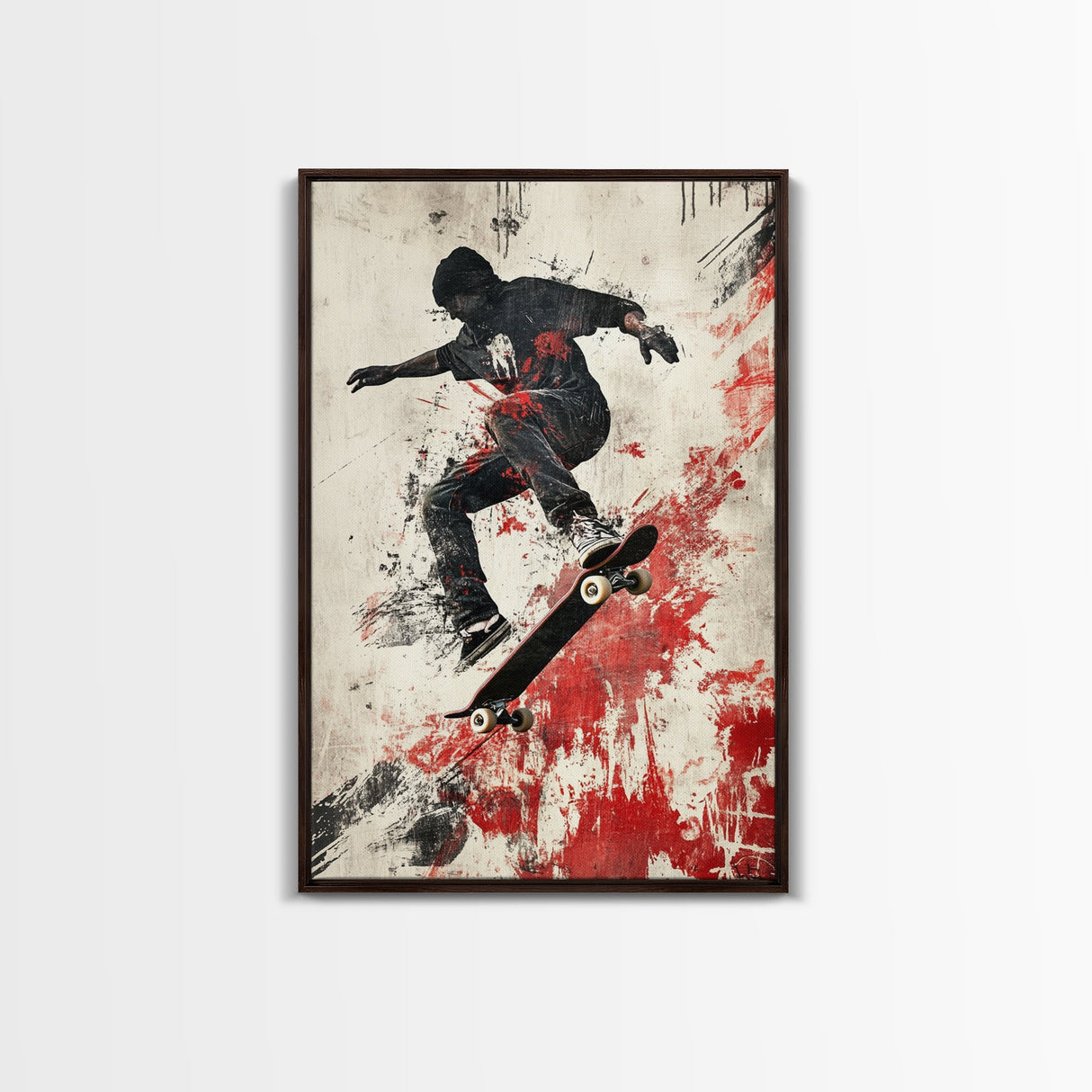 Energetic Skater Canvas Print with Urban Graffiti Wall Art and Bold Street Style Decor, Perfect for Living Room Accent Walls