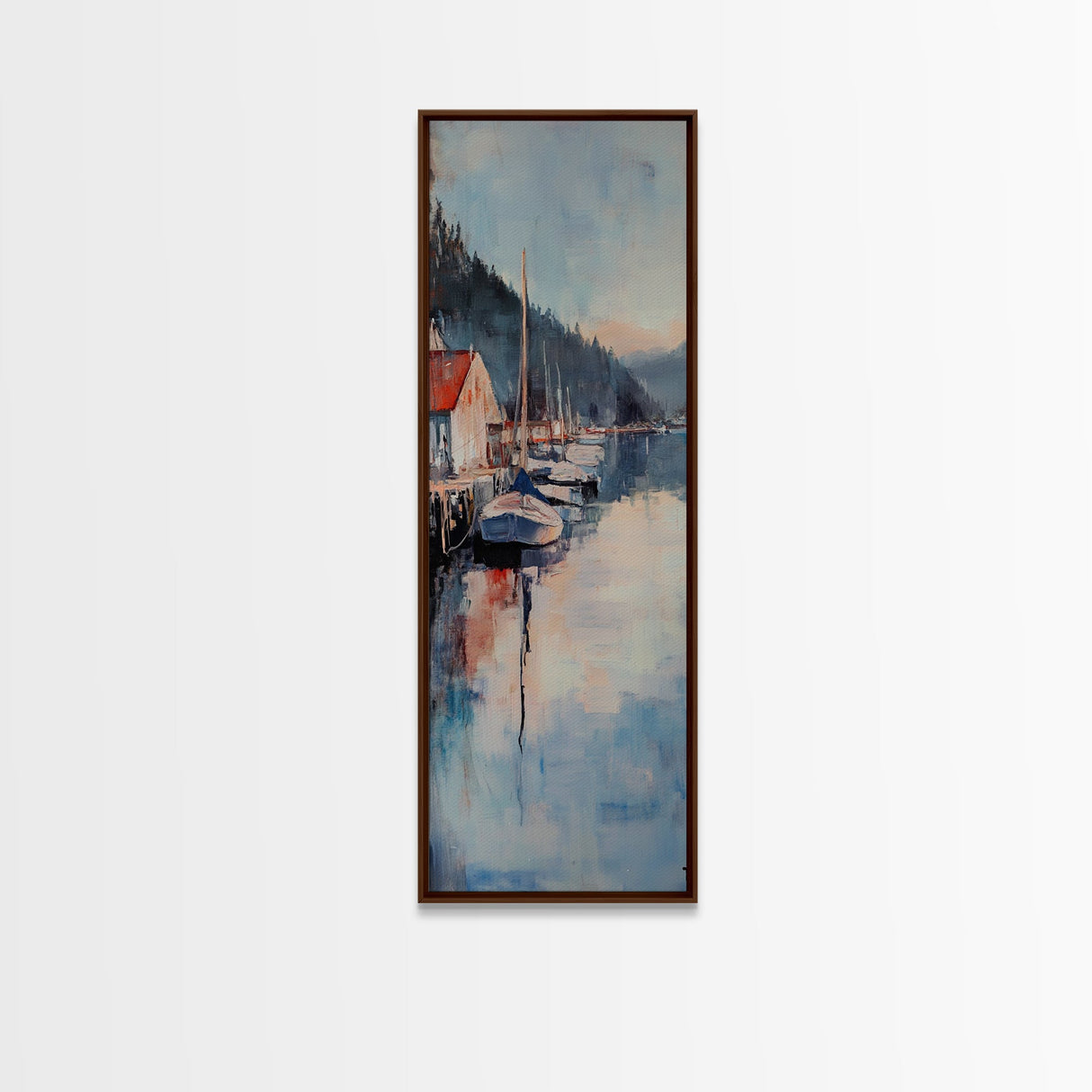 Harbor Boats, Nantucket painting, seascape painting, lake Tahoe art, rustic wall art, gift idea for her, Canvas Print, living room art