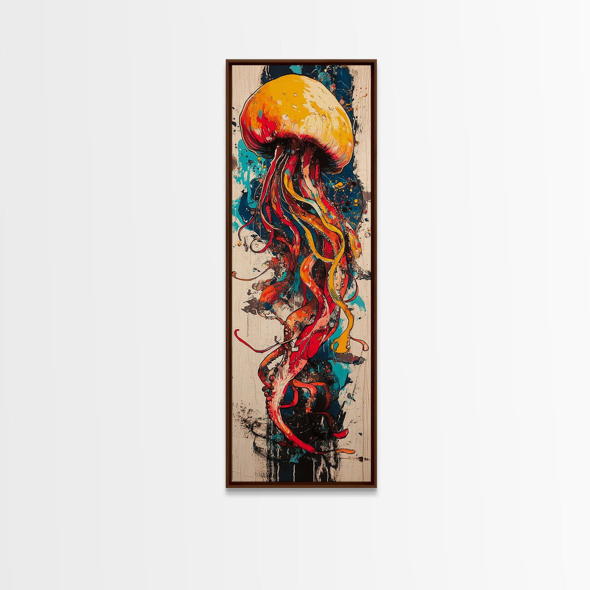 Jellyfish Painting, Ocean Art, Moody Art, Nautical Decor, Coastal Cowgirl Wall Art, Christmas, Framed Canvas Print, Bedroom Art