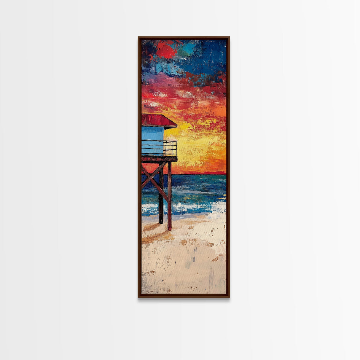Lifeguard Tower, Surf Wall Art, Coastal Cowgirl Decor, Beach Painting, Nautical Wall Art, Framed Canvas Print