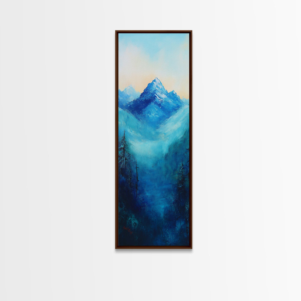 Rustic Art, Canvas Print, smoky mountain art, pine tree art, blue and green wall art, extra wide art, above bed wall art