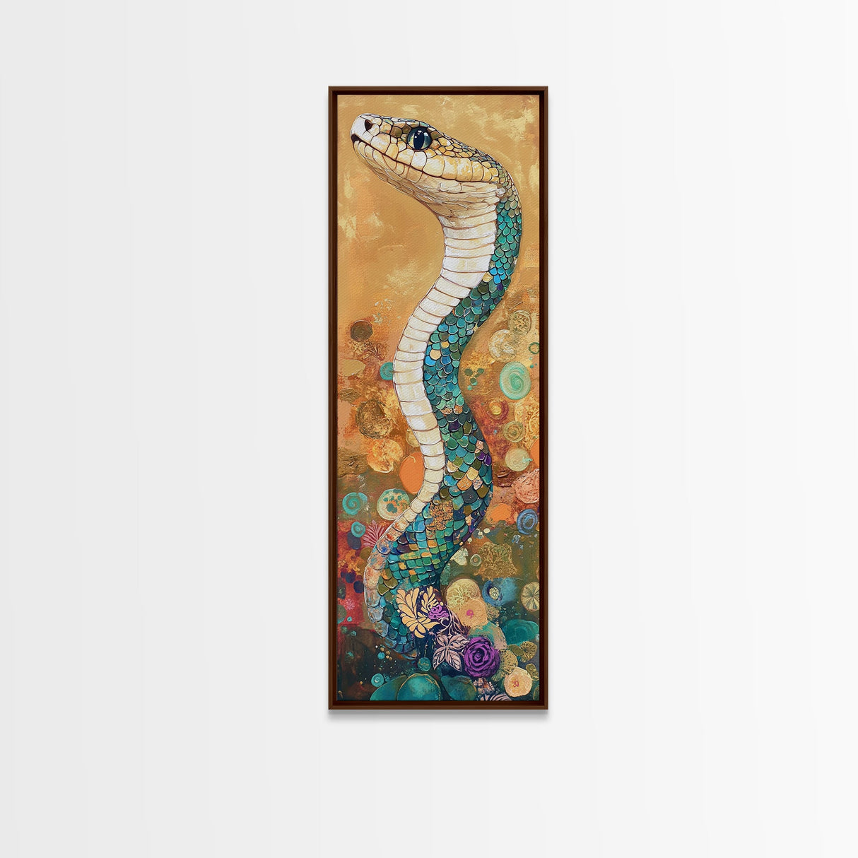 Serpent Art, Mosaic Wall Art, Wild Nature Art, Geometric Wall Art, Boho Art, Living Room Art, Unique Gift Idea, Canvas Print