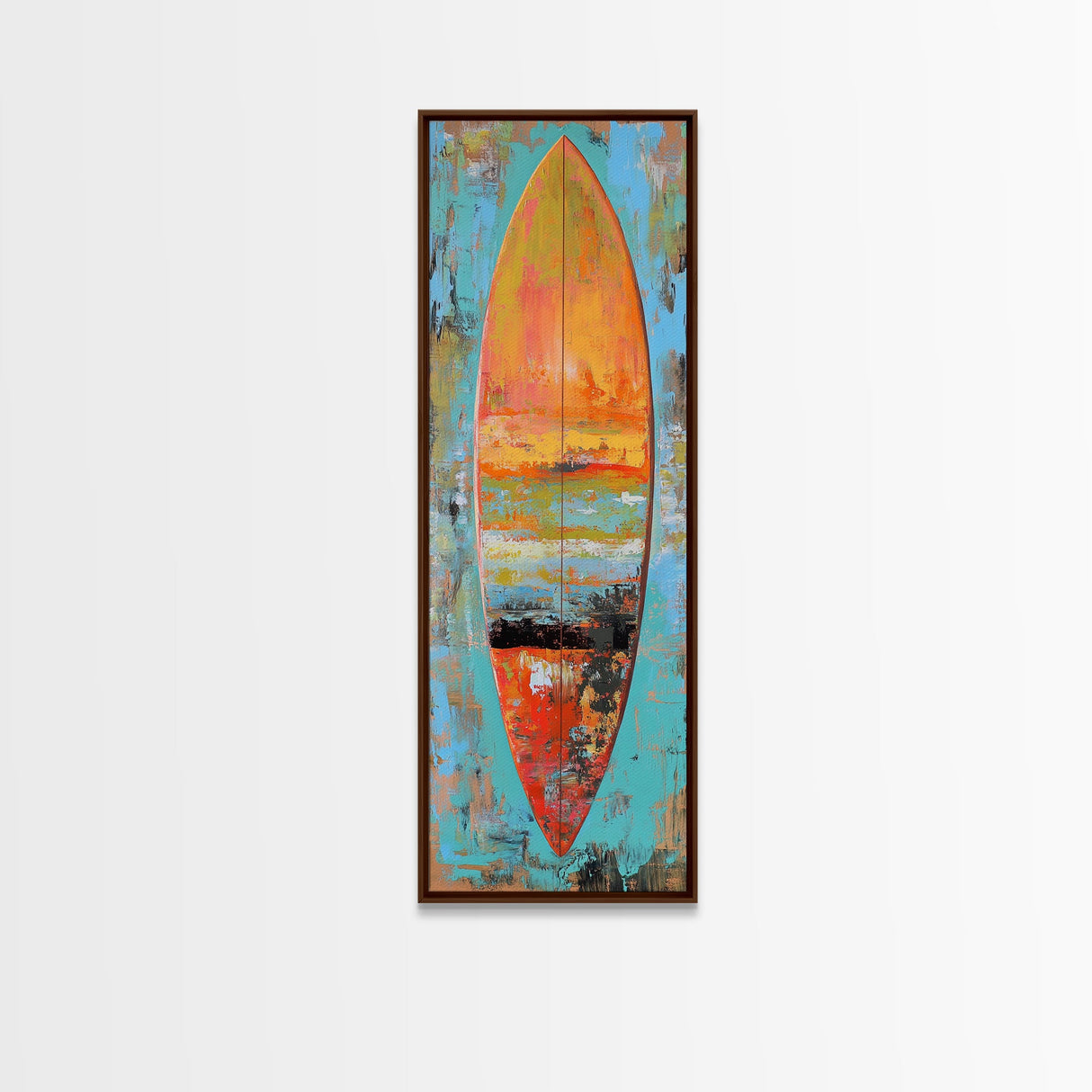 Surfboard Painting, Ocean Art, Canvas Print, Coastal Cowgirl Wall Art, Beach House Art, Tropical Art, Long Narrow Art