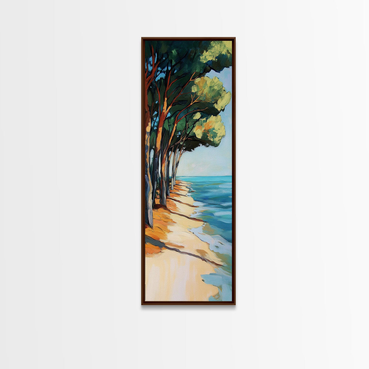 Beach Pines, coastal cowgirl wall art, coastal decor, nautical painting, ocean painting, framed canvas print, seascape painting