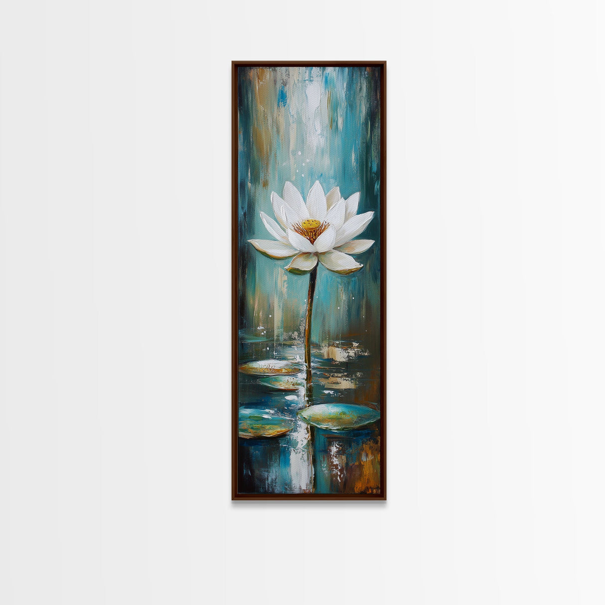 White Lotus, zen wall art, botanical prints, yoga art, teal wall art, sacred geometry wall art, framed canvas print, minimalist art
