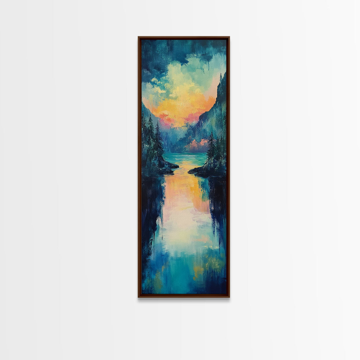 Moody Landscape Art, Sunset Painting, Smoky Mountain Art, Rustic Wall Art, Blue and Green Wall Art, Framed Canvas Print, Gift Idea