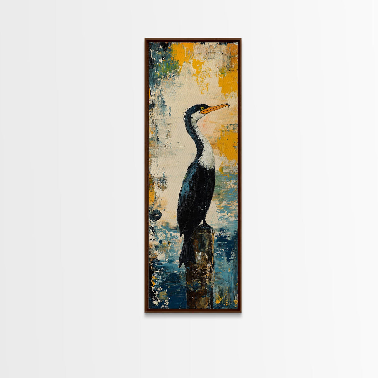 Abstract Bird Art, Coastal Wall Art, Nautical Decor, Bird Art Print, Framed Canvas Print, Rustic Wall Art, Vertical Wall Art