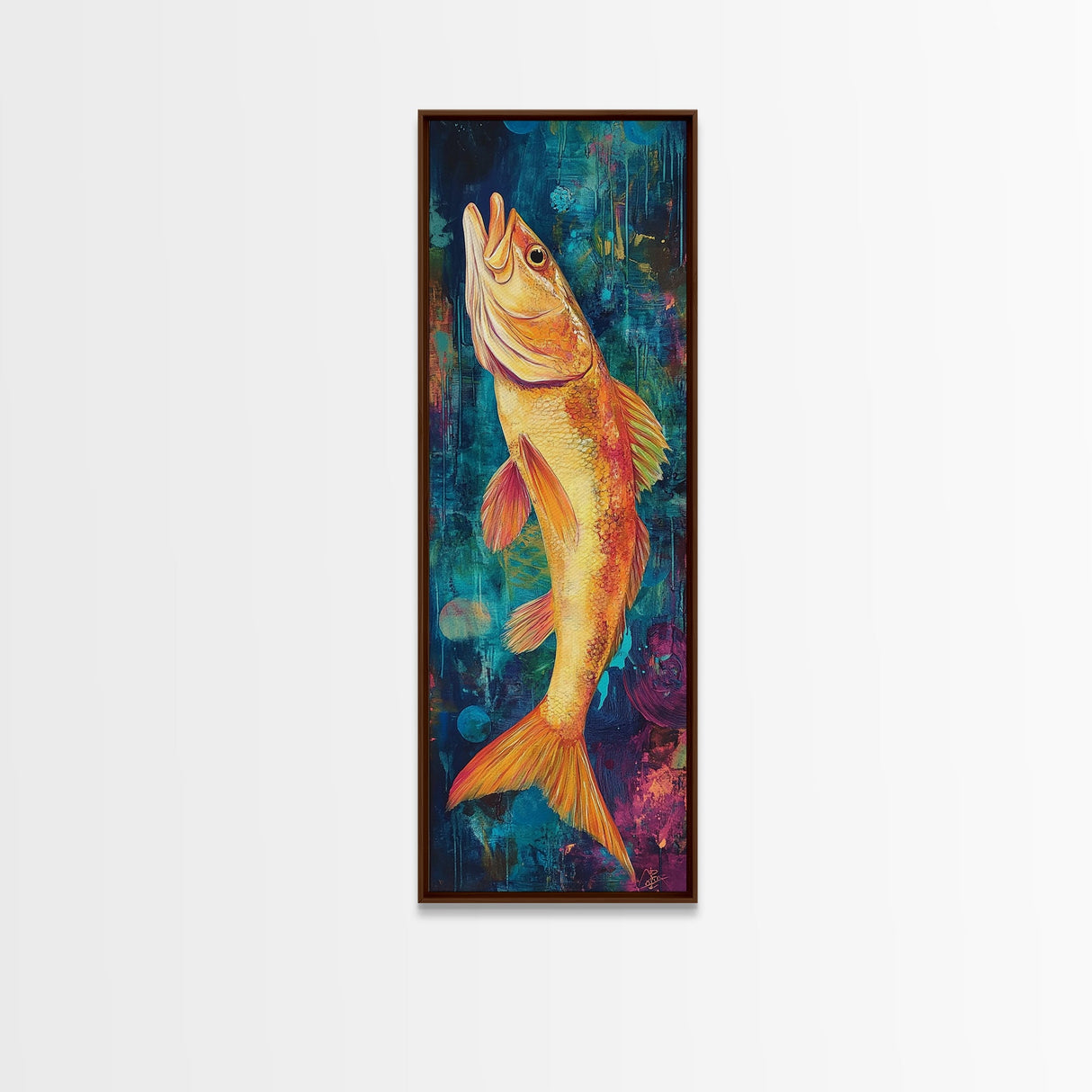 Vibrant, Fish Painting, Framed Canvas Print, koi fish painting, nautical painting, fly fishing art, coastal wall art, rustic decor, unique gift idea
