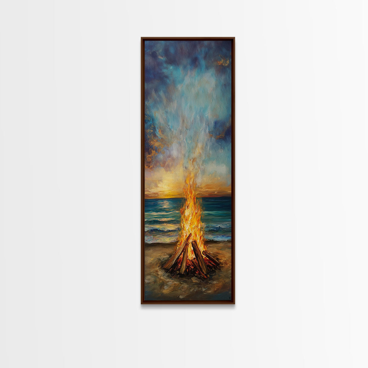 Fire, Seascape Art, Canvas Print, nautical wall art, ocean painting, beach house decor, moody art, above bed wall art, coastal decor, gift idea