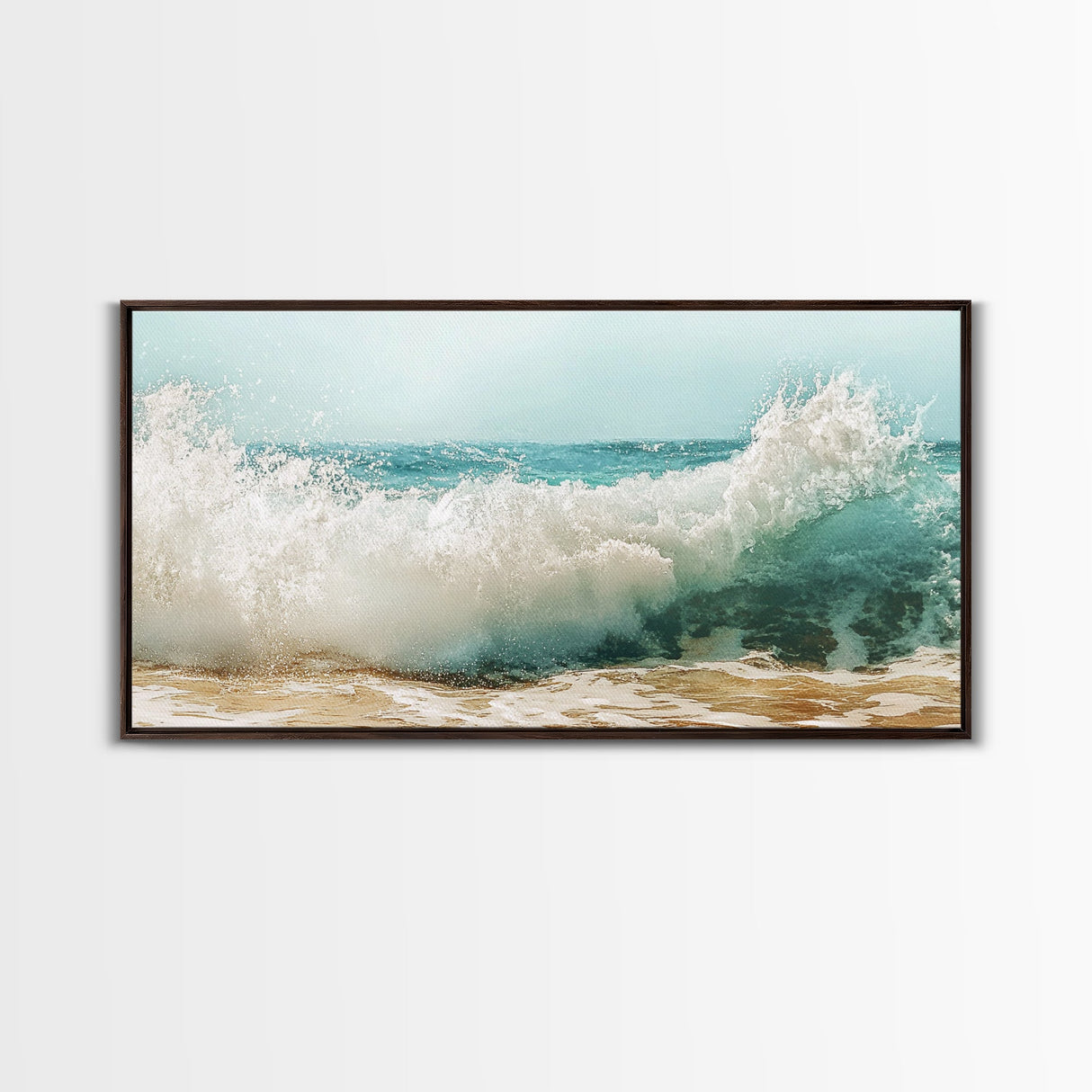 Ocean Wave, Beach Splash, Panoramic Art, Framed Canvas Print, Surf Wall Art, Nautical Decor, Coastal Wall Art, Extra Wide Art