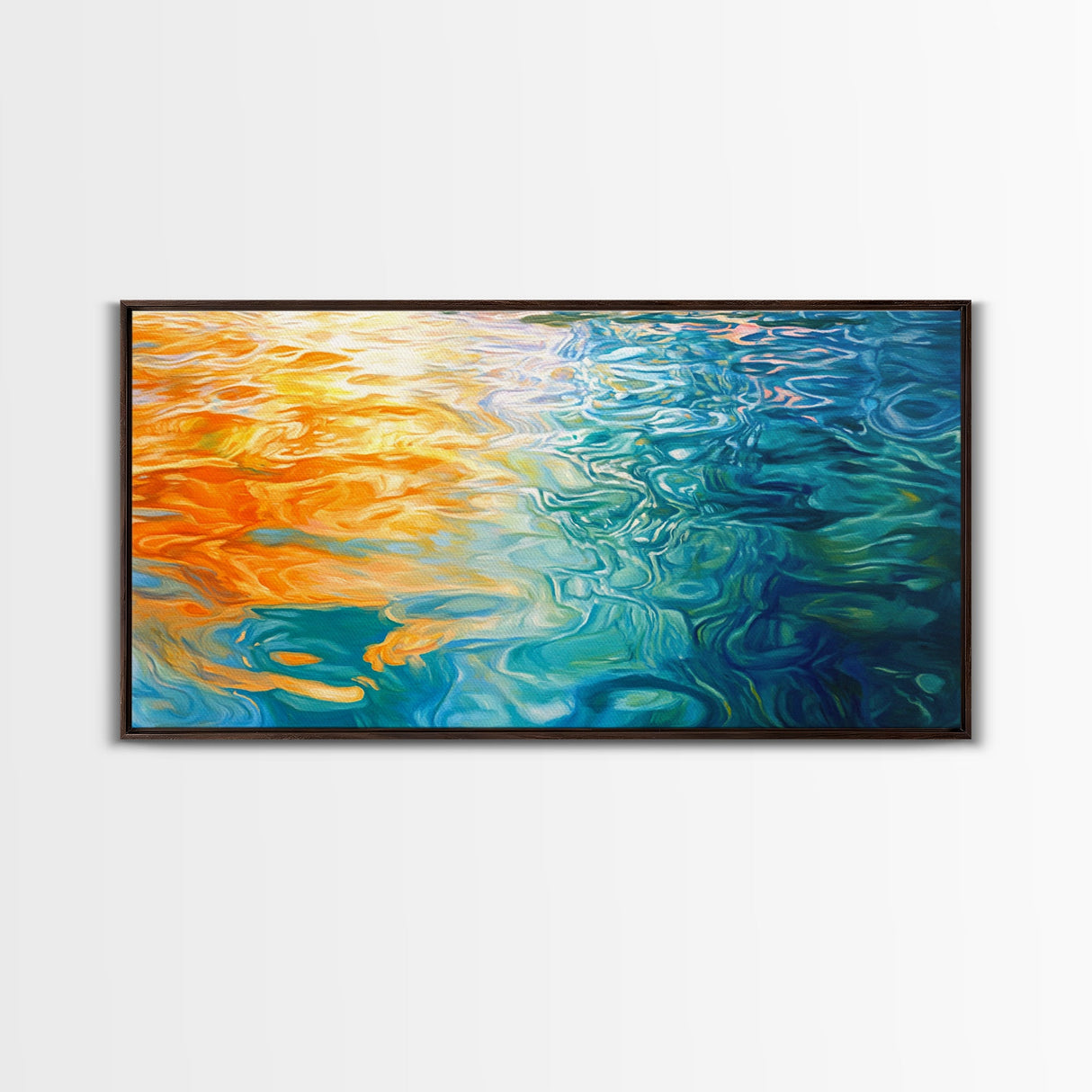 Water Reflection, Abstract Seascape, Nautical Wall Art, Coastal Painting, Horizontal Wall Art, Canvas Print, Extra Wide Art