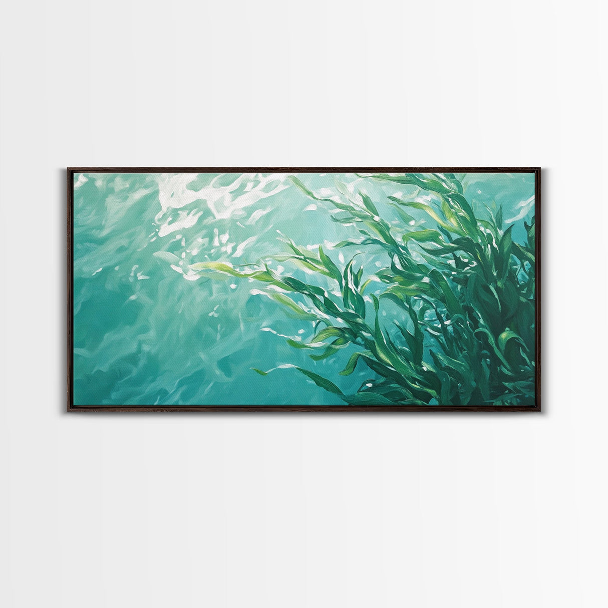 Kelp Forest Art, Coastal Landscape Art, Nautical Wall Art, Framed Canvas Print, Ocean Inspired Artwork, Blue and Green Wall Art