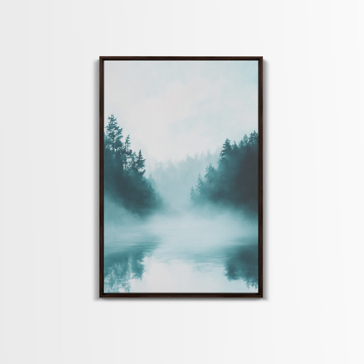 Misty Forest Painting, Pine Tree Art, Moody Landscape, Nature Wall Art, Tranquil Scenery, Green Wall Art, Canvas Print