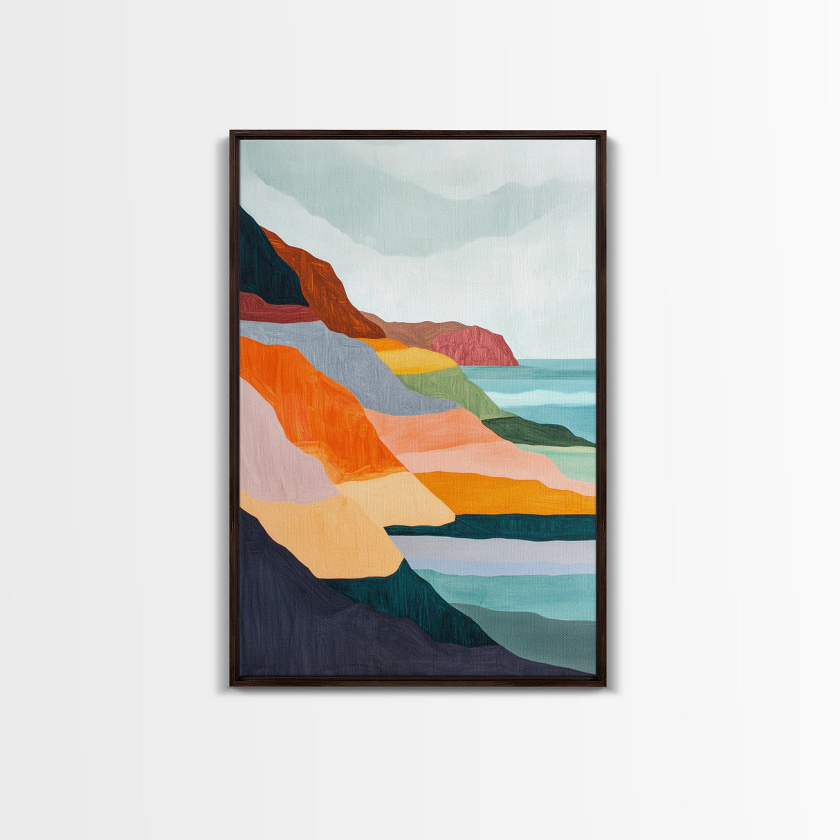 Geometric Cliffs, southwest wall art, geometric wall art, minimalist art, Canvas Print, landscape painting, above sofa art, wabi sabi art