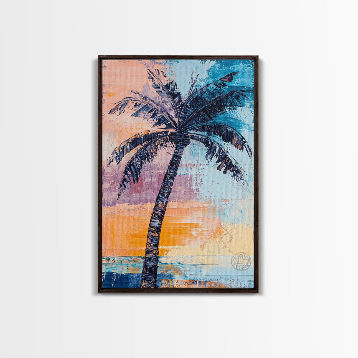 Palm Tree, tropical painting, coastal decor, surf wall art, Hawaii art, beach house decor, ocean painting, framed canvas print