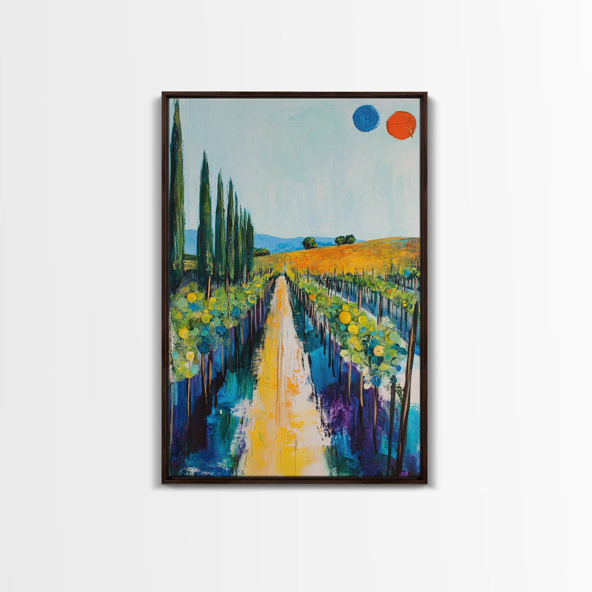 Vineyard Path, Tuscany painting, landscape painting, farmhouse art, rustic decor, above couch art, framed canvas print, wall art