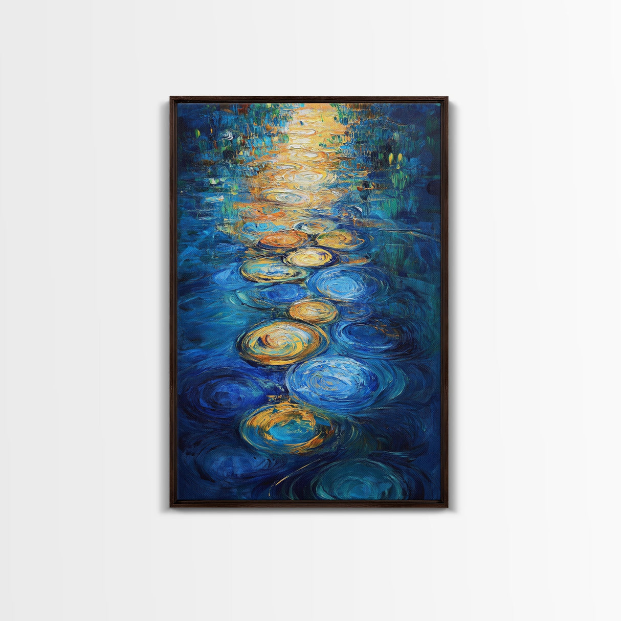Golden Reflections, Water Art, Moody Painting, Canvas Print, Nautical Wall Art, Coastal Decor, Rustic Art, Living Room Art