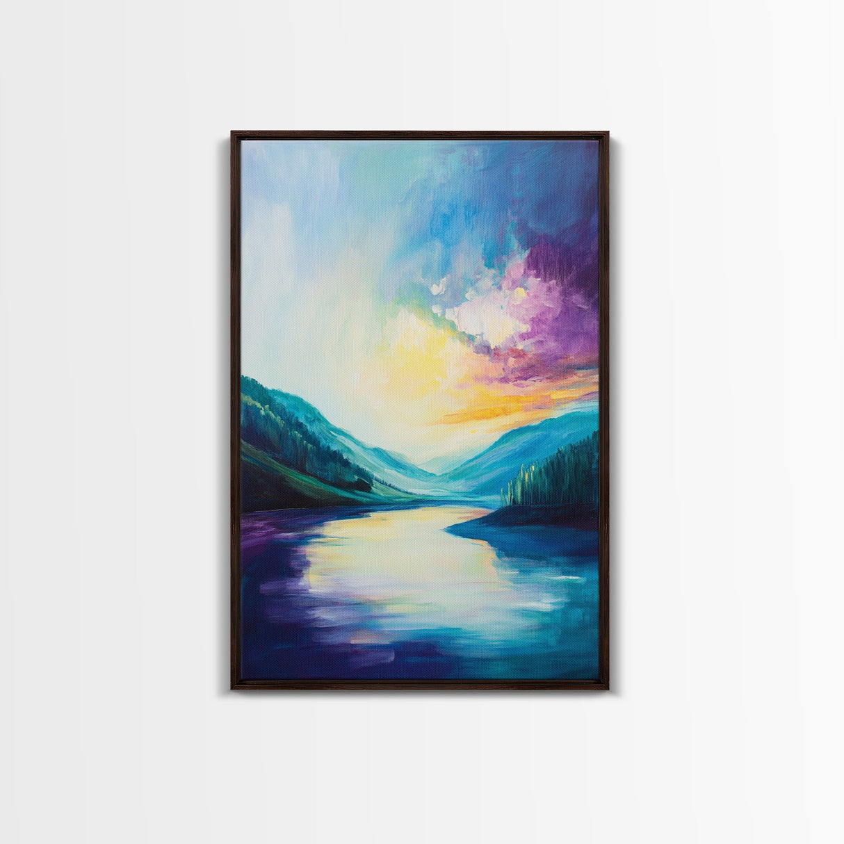Sunset Lake, Serene Landscape, Canvas Print, Nature Art, Coastal Wall Art, Above Sofa Art, Moody Art, Rustic Decor, Bedroom Art