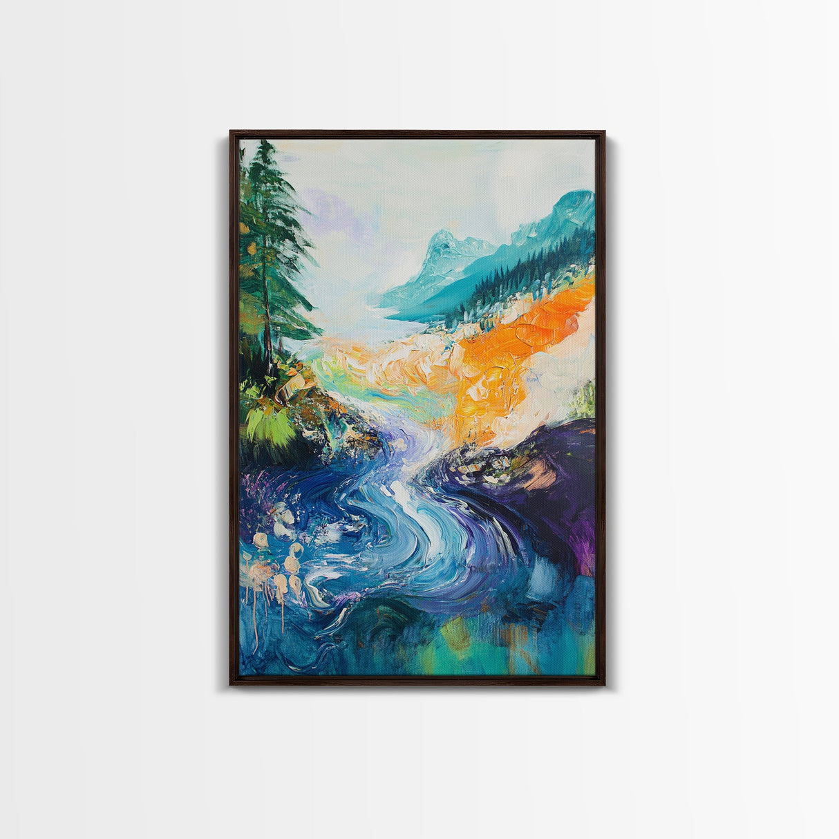 Mountain River Art, Coastal Landscape Painting, Smoky Mountain Art, Nature Wall Art, Living Room Decor, Canvas Print, Gift Idea