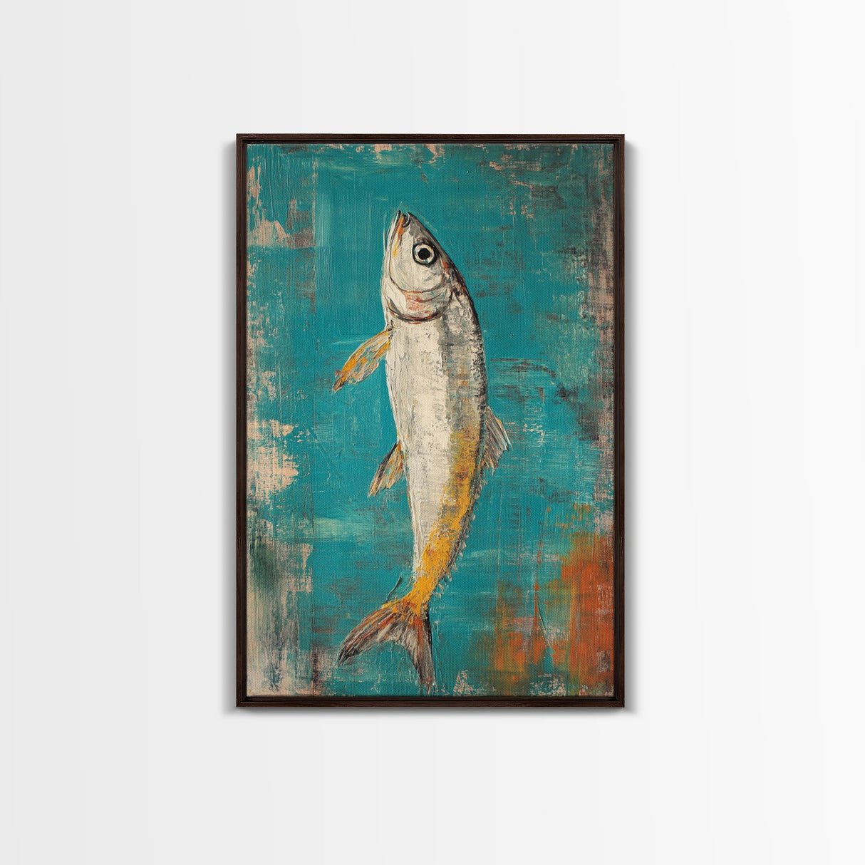 Vibrant Fish Painting Canvas Print Coastal Wall Art, Beach House Decor, Nautical Art, Ocean Inspired Artwork, Rustic Wall Decor