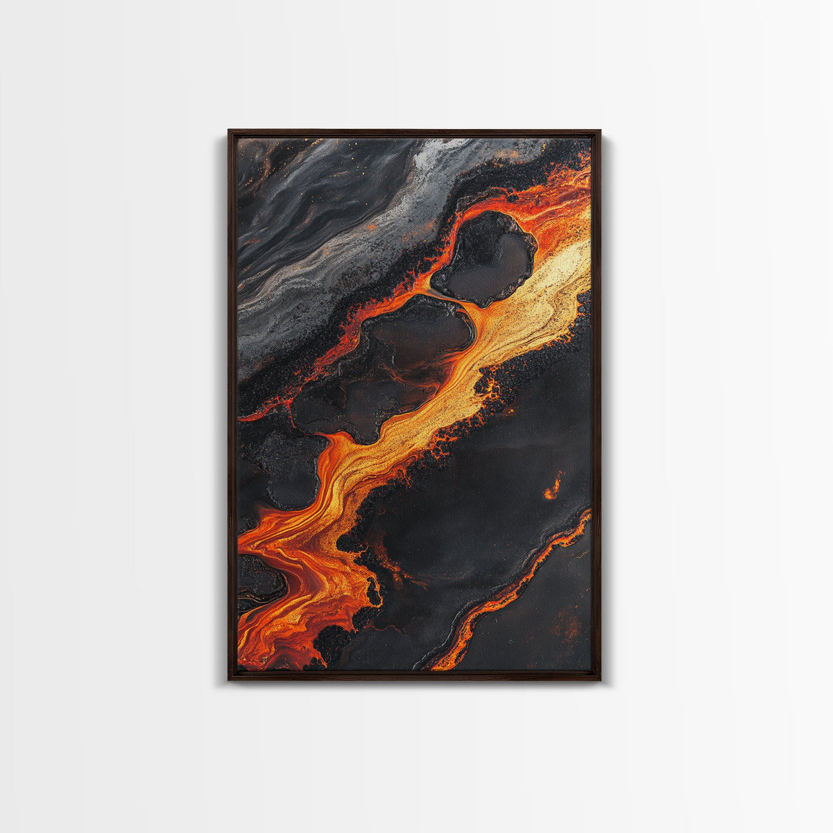 Molten Lava Flow Canvas Print Abstract Fire Art Modern Home Decor Dramatic Wall Artwork Industrial Style Accent Unique Gift Idea