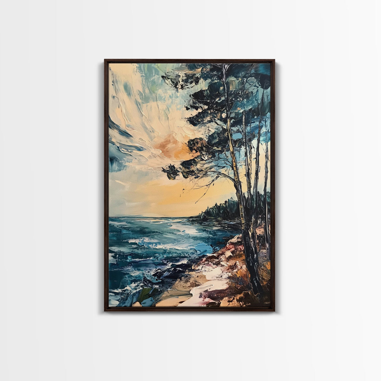 Sunset Seaside Painting Canvas Print | Coastal Wall Art | Ocean Sunset Decor | Beach House Art | Relaxing Landscape Artwork