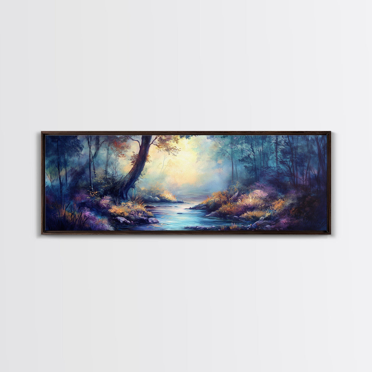 Enchanted Forest Stream Canvas Print Fantasy Landscape Wall Art Mystical Nature Decor Living Room Artwork Whimsical Tree Art
