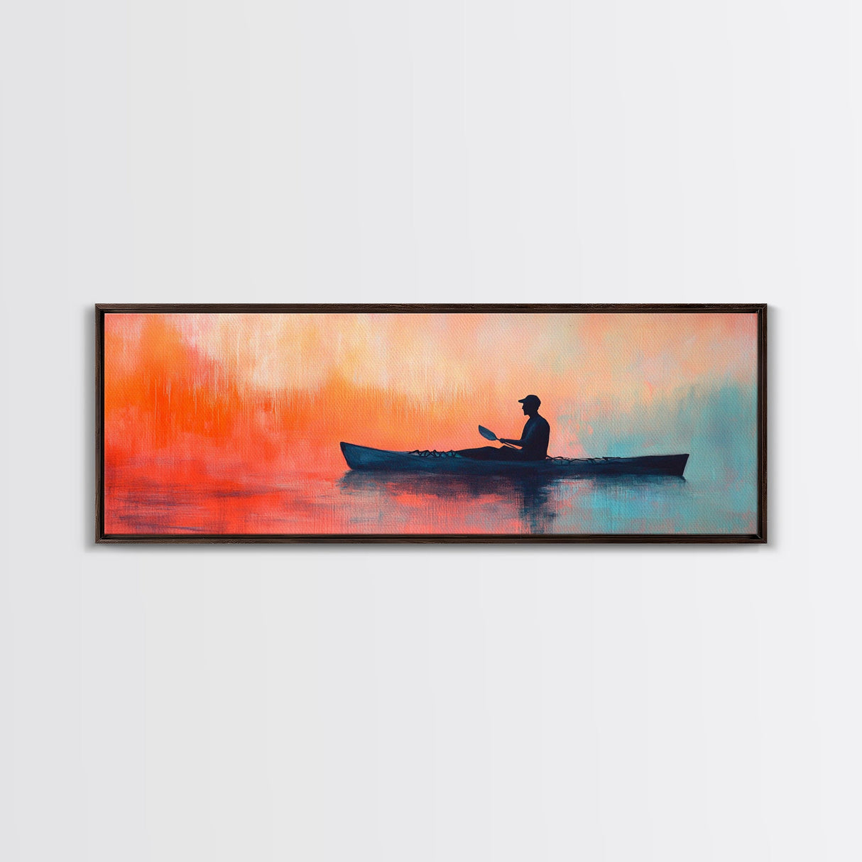 Kayak Sunset Wall Art, Lake House Decor, Nature Painting, Outdoor Adventure Art, Boho Home Decor, Living Room Wall Art
