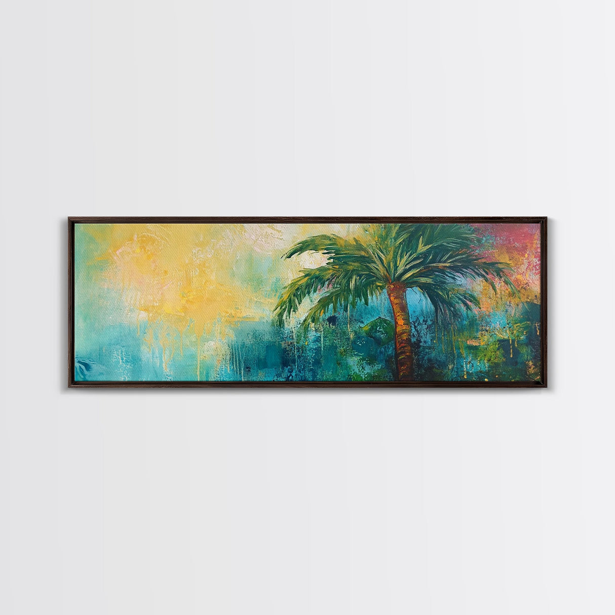 Tropical Palm Tree Canvas Print Colorful Beach Wall Art, Summer Vacation Vibes, Boho Coastal Painting, Vibrant Nature Inspired Decor