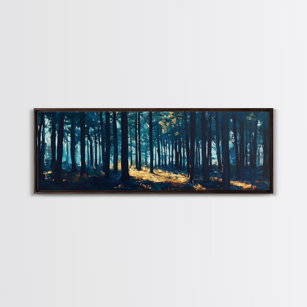 Enchanted Forest Art Framed Canvas Print - Dark Moody Woodland Painting, Nature Wall Art, Mystical Trees, Living Room Aesthetic