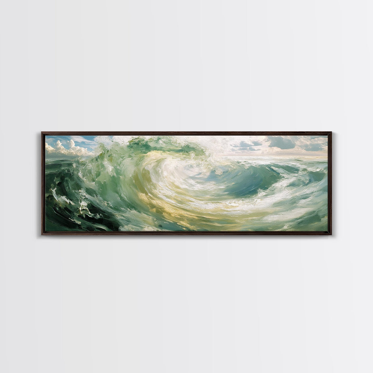 Ocean, Wave, Green, Storm, Canvas Print, Coastal Art, Nautical Wall Art, Living Room Decor, Dynamic Abstract Seascape Painting