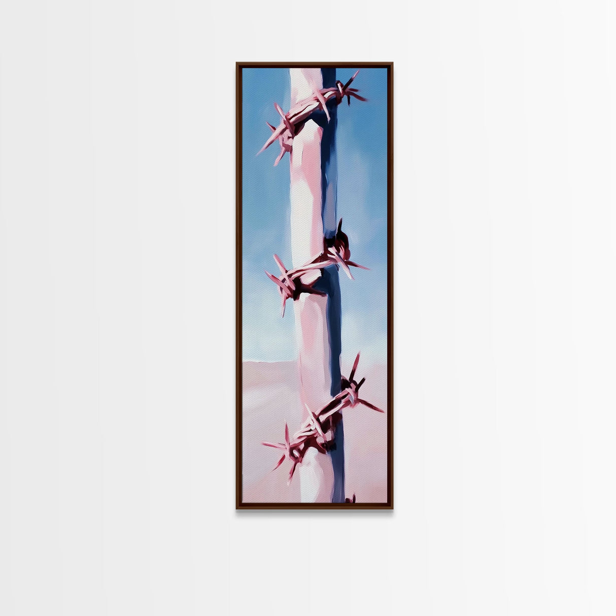 Barbed Wire Fence, Rustic Western, Moody Pink Art, Framed Canvas Print, Minimalist Farmhouse, Modern Wall Art, Entryway Decor