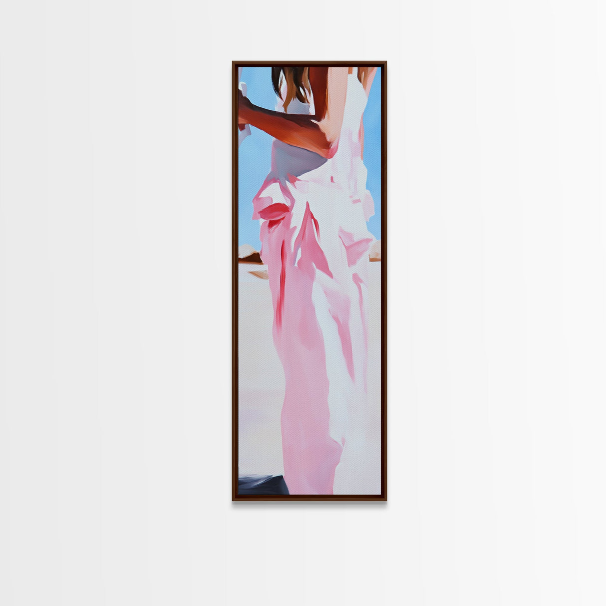 Feminine Dress Art, Elegant Fashion Print, Pastel Aesthetic, Framed Canvas Print, Chic Home Decor, Bedroom Wall Art, Minimalist Style