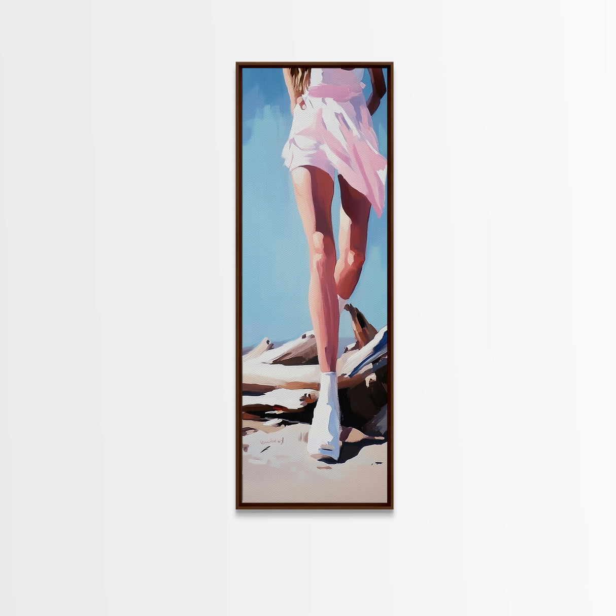 Pink Dress, Feminine Art, Coastal Wall Art, Framed Canvas Print, Fashion Illustration, Bedroom Wall Art, Chic Decor, Elegant Art